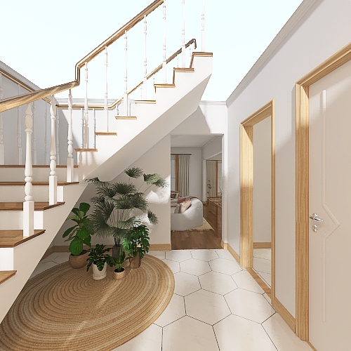 Boho Two Story Home Design Rendering