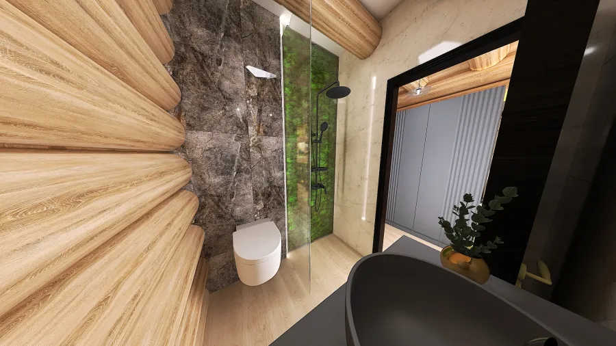 Farmhouse WoodTones Bathroom 3d design renderings