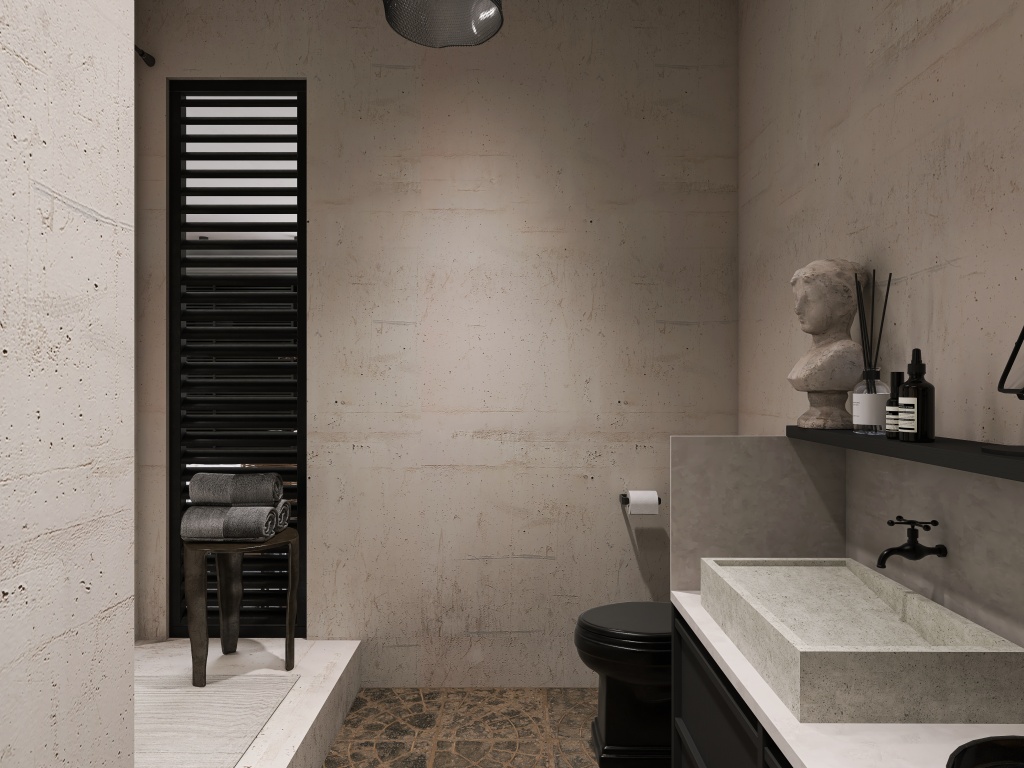 Modern Black White Bathroom 3d design renderings