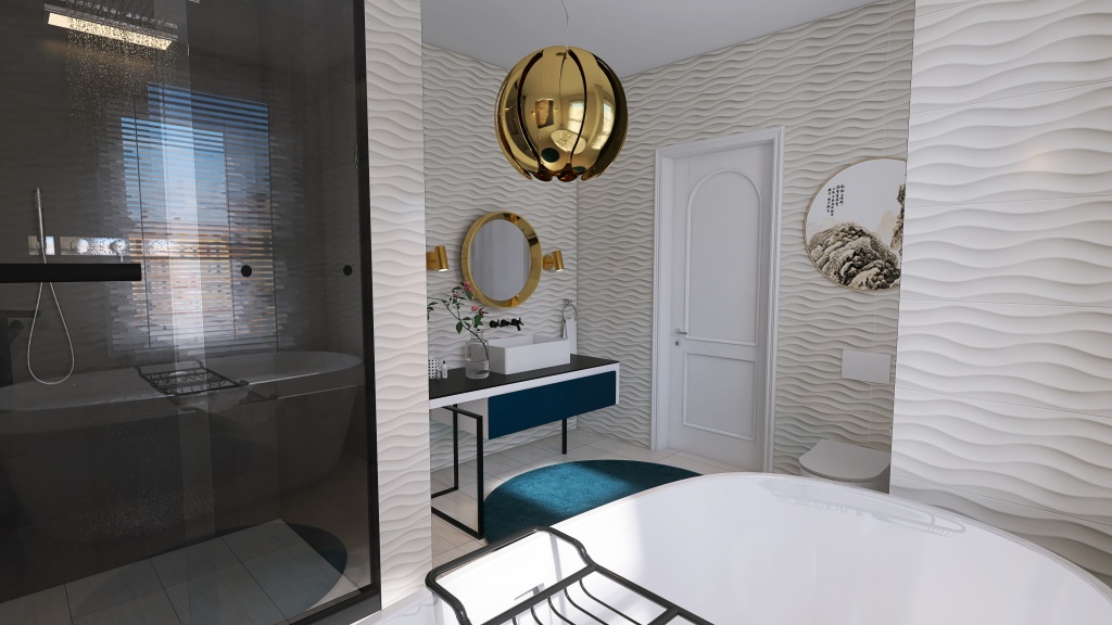 Luxe bathroom 3d design renderings