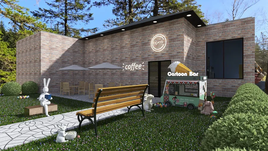 #EasterDayContest - Harbor Cafe & Bakery 3d design renderings