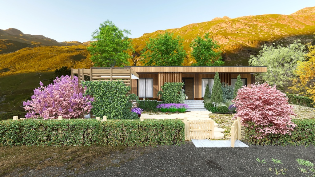 Farmhouse Mini cottage Compact 3d design renderings