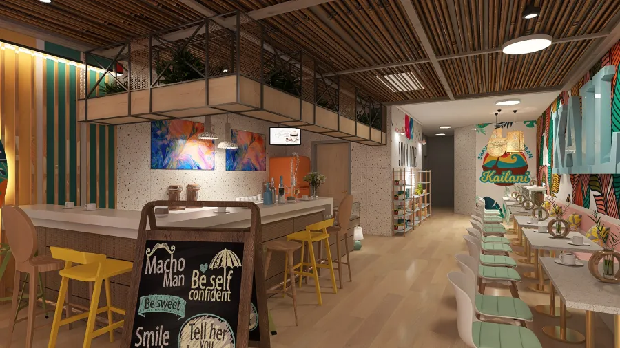 Kailani Coastal Ice Cream Shop + Bakery 3d design renderings