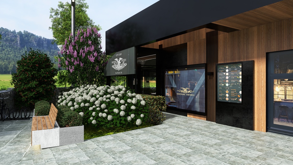 Modern Location of houses Oasis exterior 3d design renderings