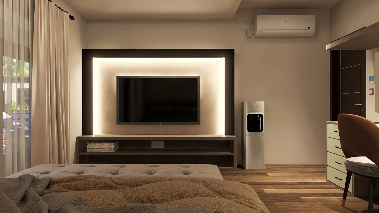 Modern Black Green Bedroom 3d design renderings