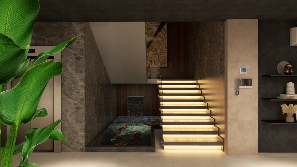 Modern Black Green Living Room 3d design renderings