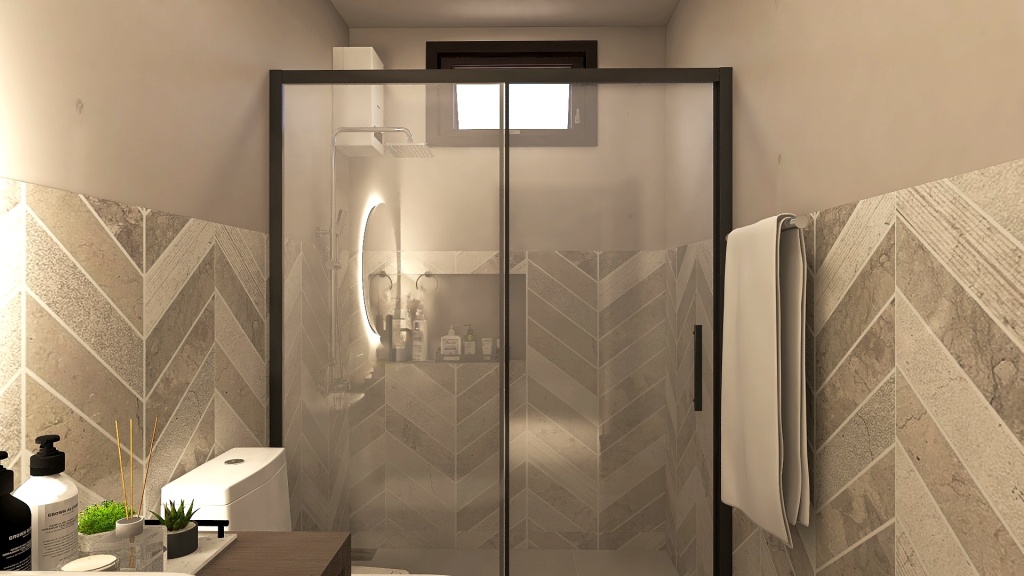 Modern Black Green Guest Bathroom 3d design renderings