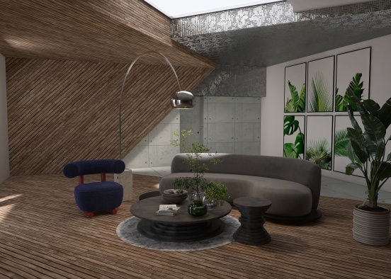 Designer Living Room Design Rendering