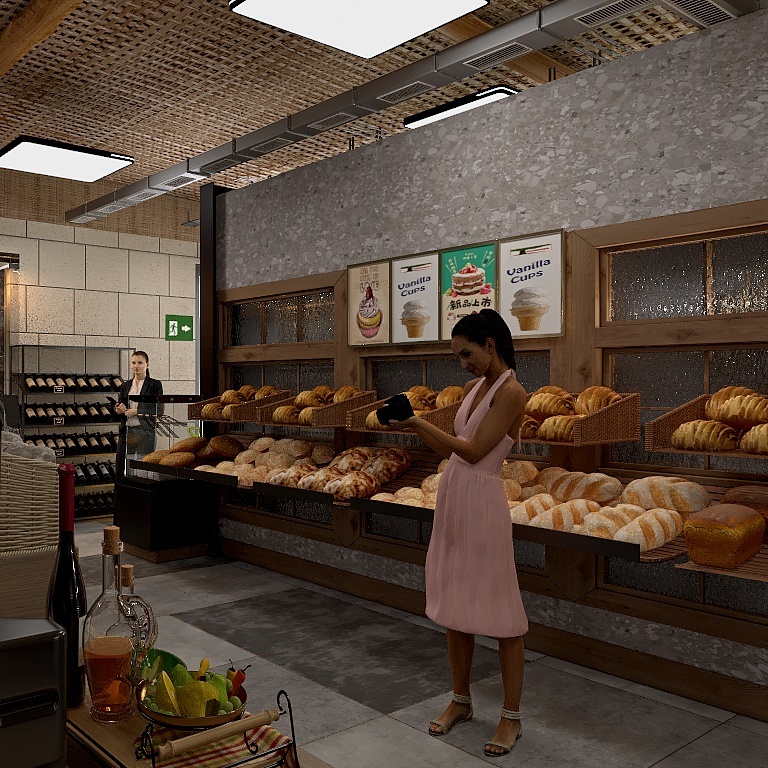 Bakery restaurant 3d design renderings