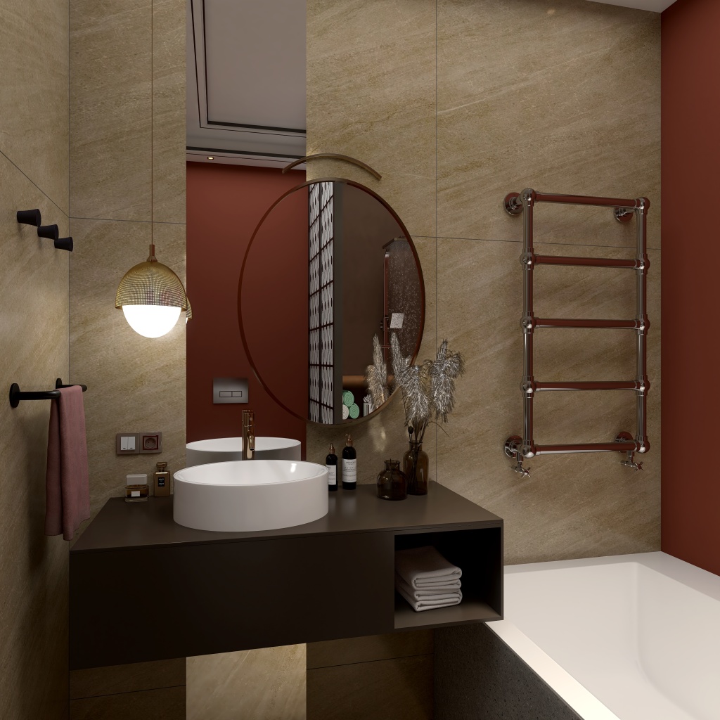 Bathroom for guests 3d design renderings