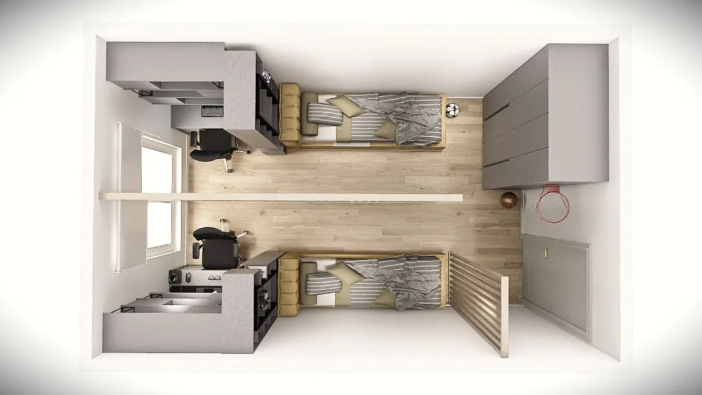 Комната  двух подростков 16 м.кв 3d design renderings