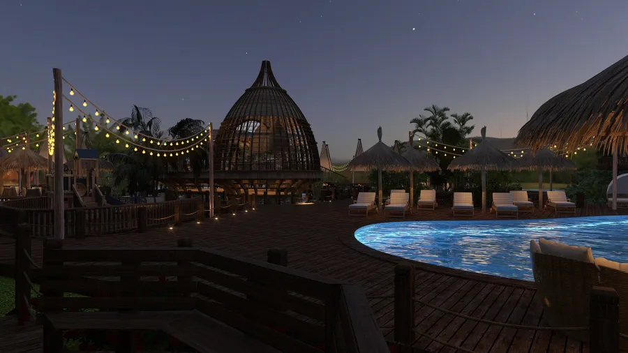 Tropical Village 3d design renderings