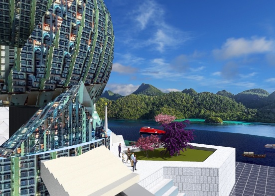 A floating mobile station for ocean pollution research. Design Rendering