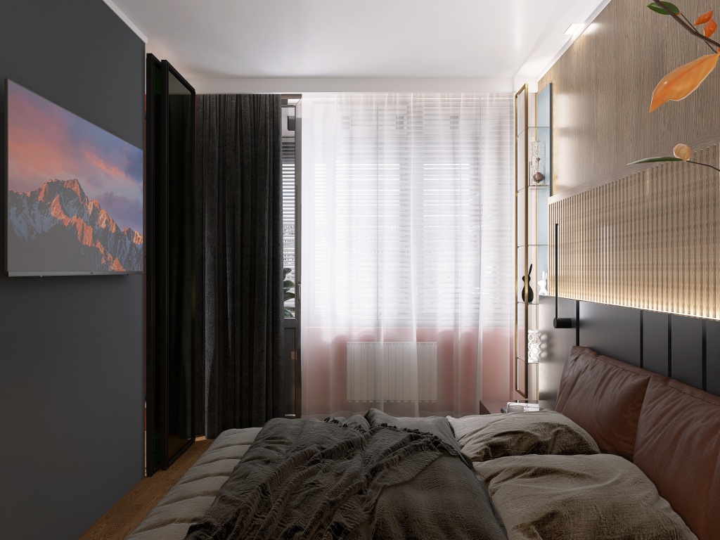 Вітальня, кухня, Спальня 3d design renderings