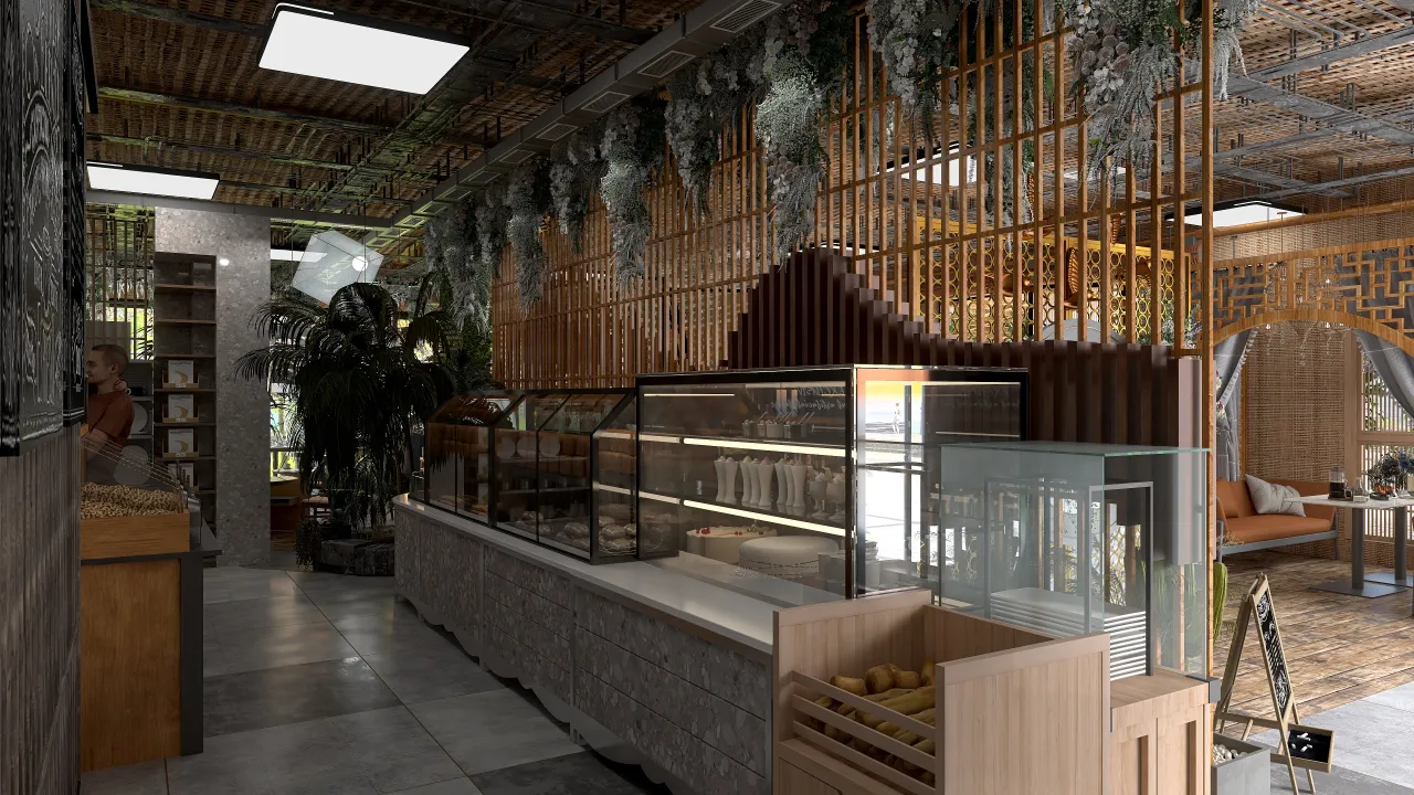 Bakery restaurant 3d design renderings