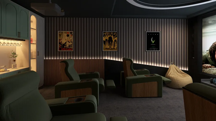 Home Cinema - Game Room 3d design renderings
