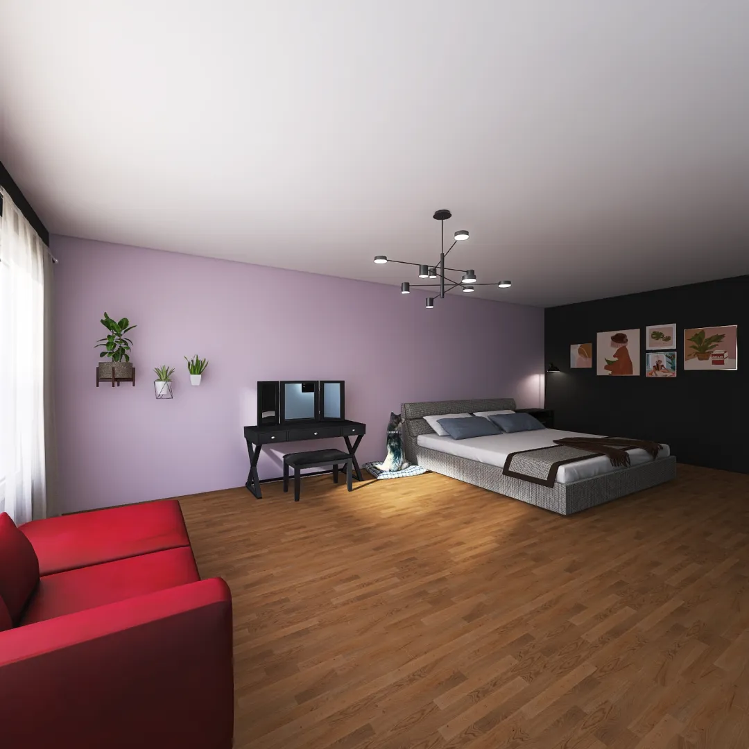Habitacion lila 3d design renderings