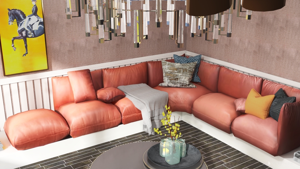 StyleOther Modern Black Red Living Room 3d design renderings