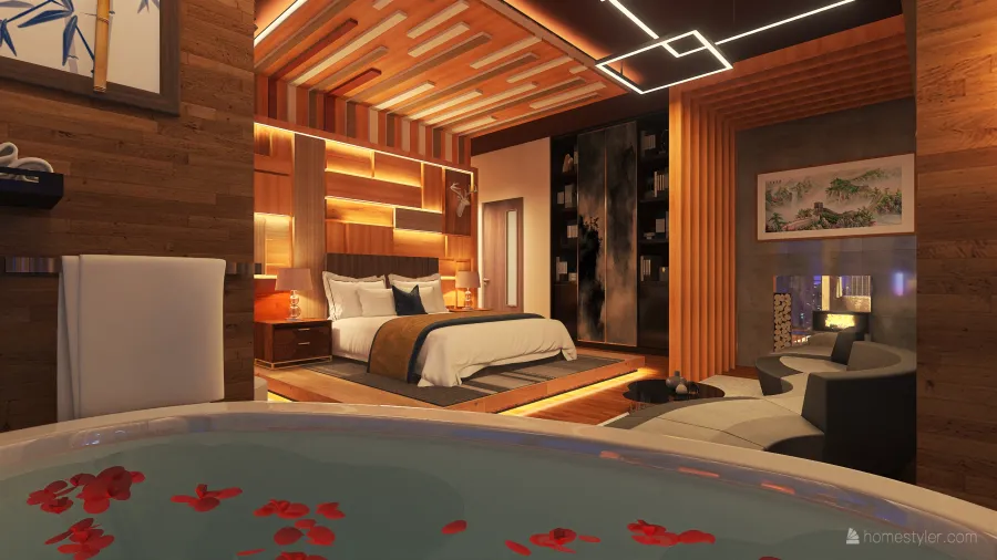Light up the Wood - Modern Bedroom 3d design renderings