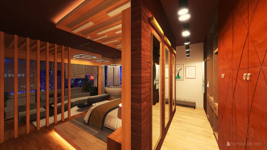 Light up the Wood - Modern Bedroom 3d design renderings