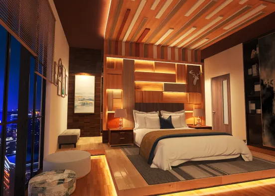Light up the Wood - Modern Bedroom  Design Rendering