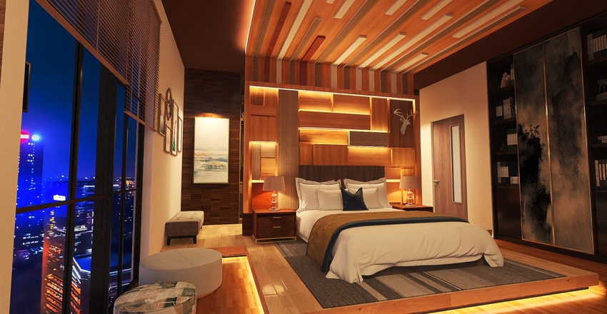 Light up the Wood - Modern Bedroom Interior Design Render