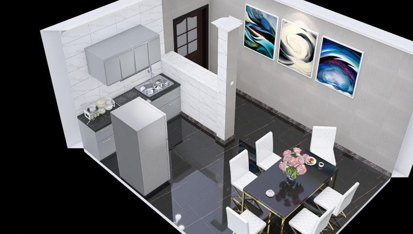 Cozinha e sala de jantar moderna 3d design picture 21.53