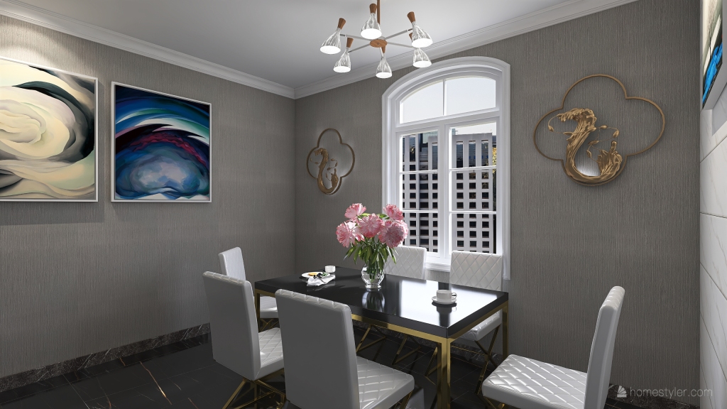 Cozinha e sala de jantar moderna 3d design renderings