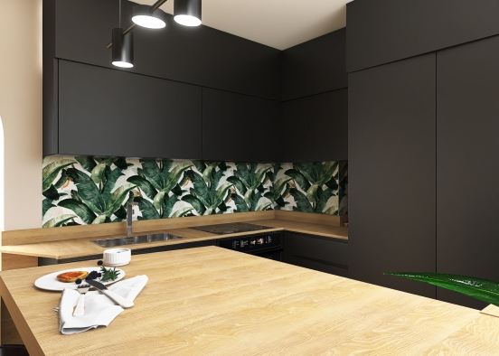 kitchen with nature Design Rendering