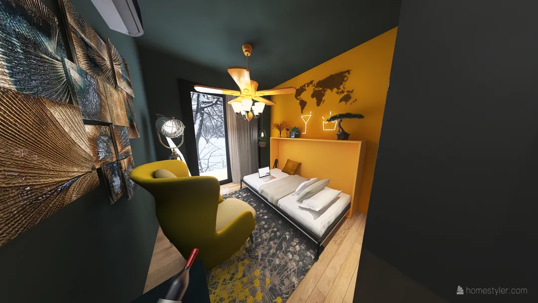 80 sqft bedroom 3d design renderings