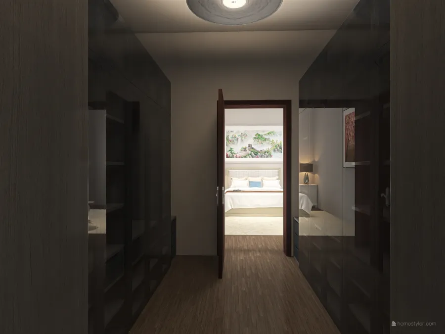 #HSDA2020Residential comfortable bedroom with bathroom and closet 3d design renderings