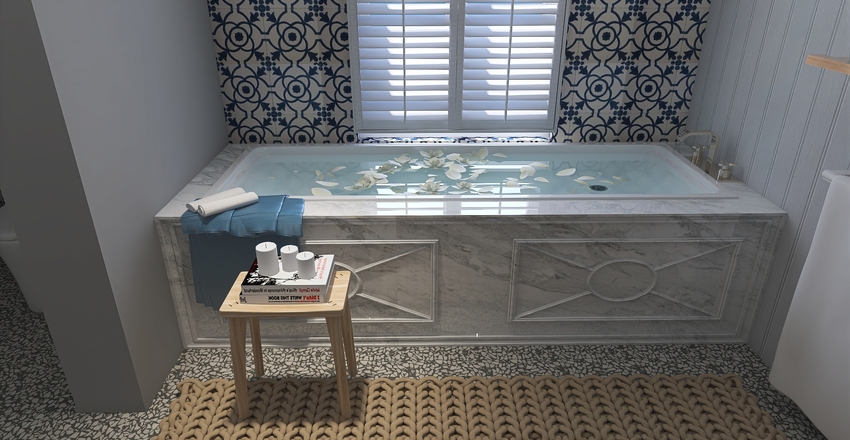 Parker's Cape Cod inspired home by the ocean. Interior Design Render