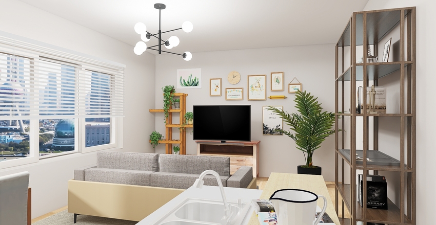 Micro Female Living Space Interior Design Render