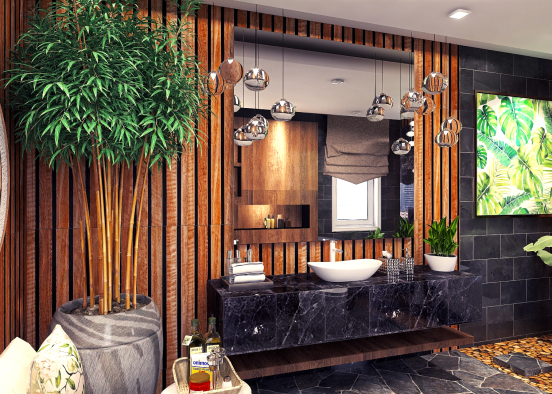 Tropical Inspired Bathroom Design Визуализация дизайна