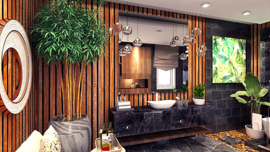 Tropical Inspired Bathroom Design 3d design renderings