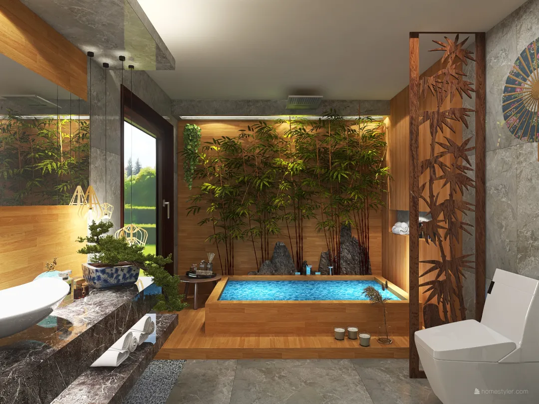 Zen Bathroom 3d design renderings