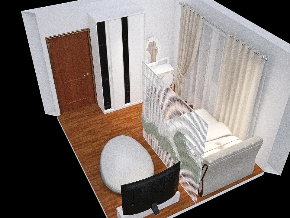 Гостиная-Спальня 3d design renderings