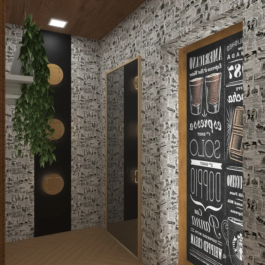Small and cozy coffe shop 3d design renderings