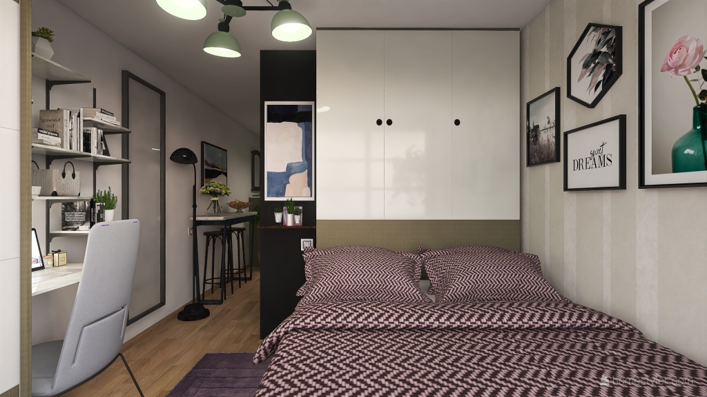 Dorm Room 3d design renderings