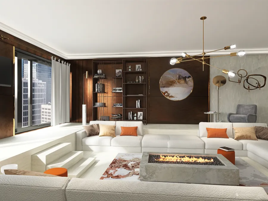 Luxury Sunken Living Room 3d design renderings