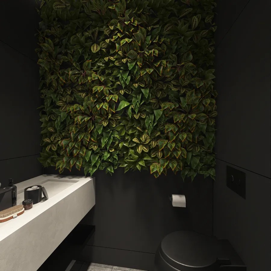Contemporary Bauhaus Black Bathroom 3d design renderings