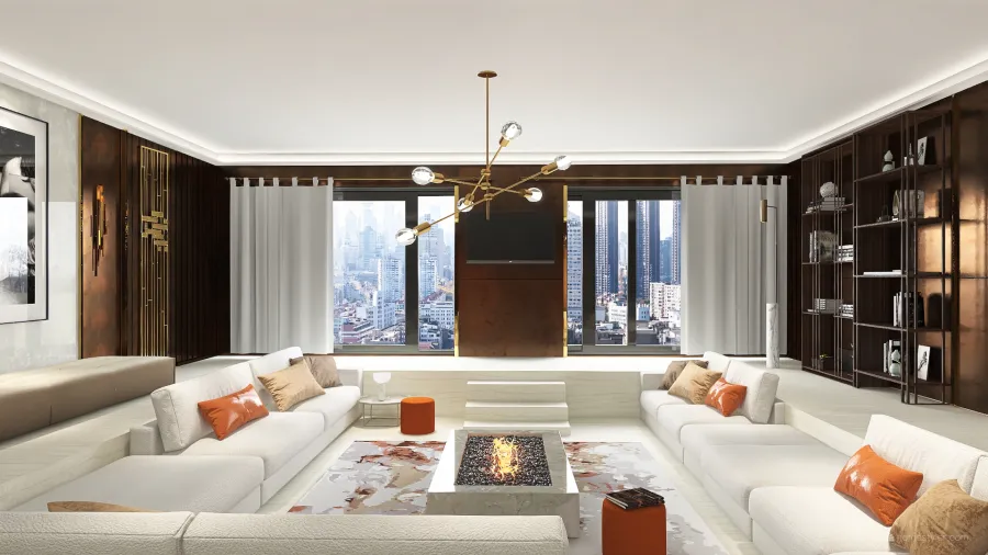 Luxury Sunken Living Room 3d design renderings