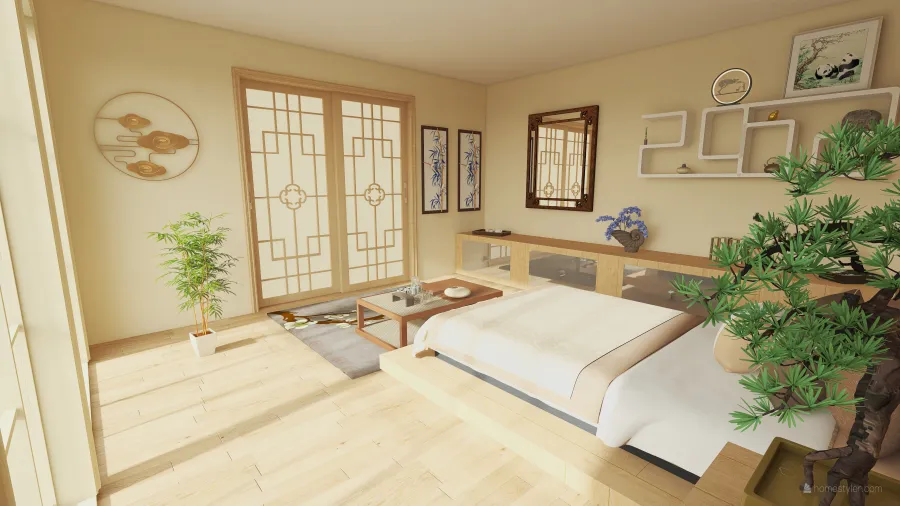 Japanese Bedroom 3d design renderings