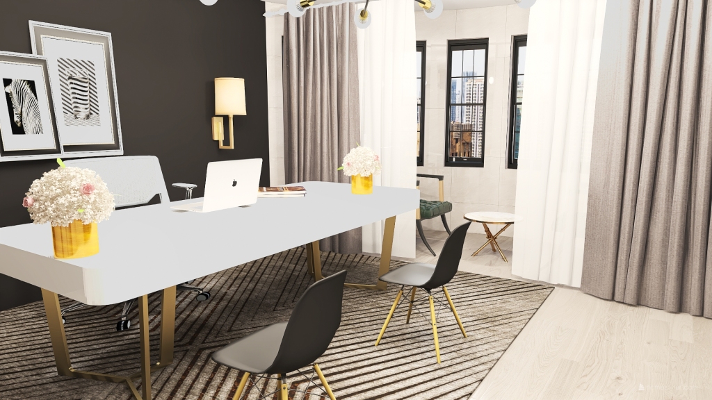 Black & White Office 3d design renderings