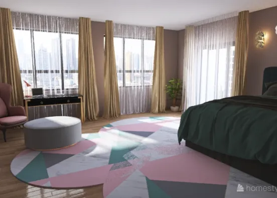 Monet Inspired Bedroom Design Rendering
