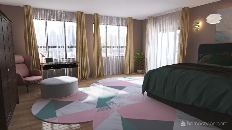 Monet Inspired Bedroom 3d design renderings