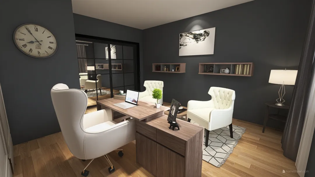 Modern Neutral Office 3d design renderings