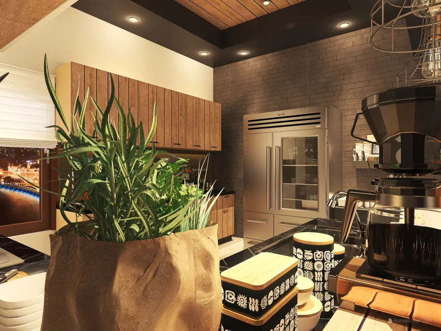 Industrial #HSDA2020Residential-Industrial design style-kitchen Grey Beige 3d design renderings