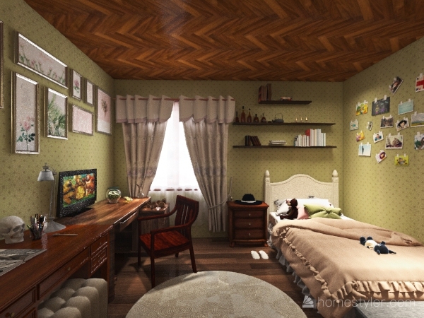modern witch cottagecore bedroom 3d design renderings