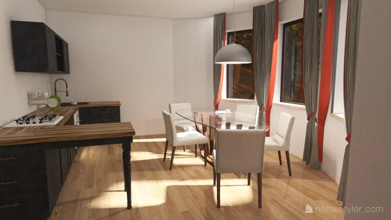 Living room/Kitchin 3d design renderings